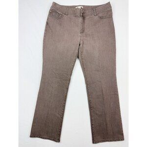 CHICOS Wide Leg Brown Jeans‎ Size 12 (Chicos 2) Womens